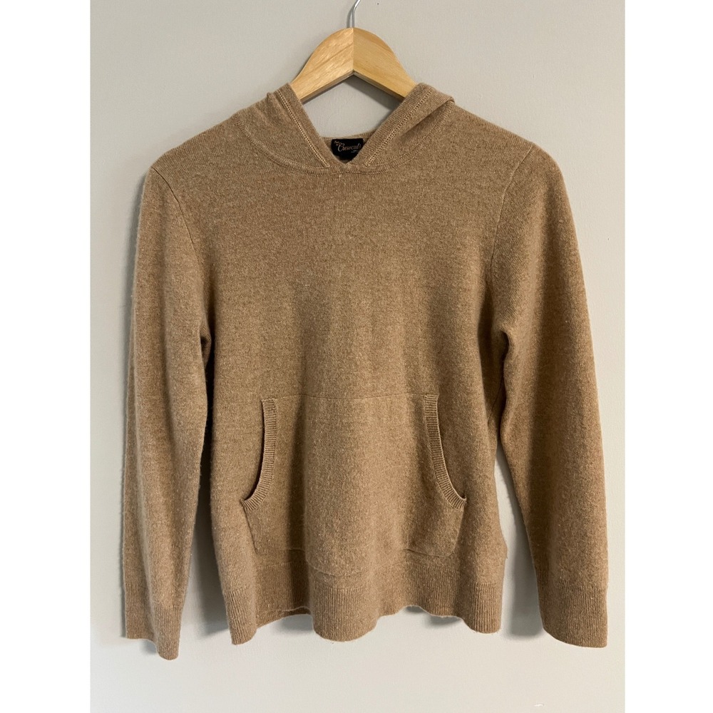 Crewcuts 100% Cashmere Hoodie Sweater Medium Fit Tagged XL Camel Kangaroo Pocket